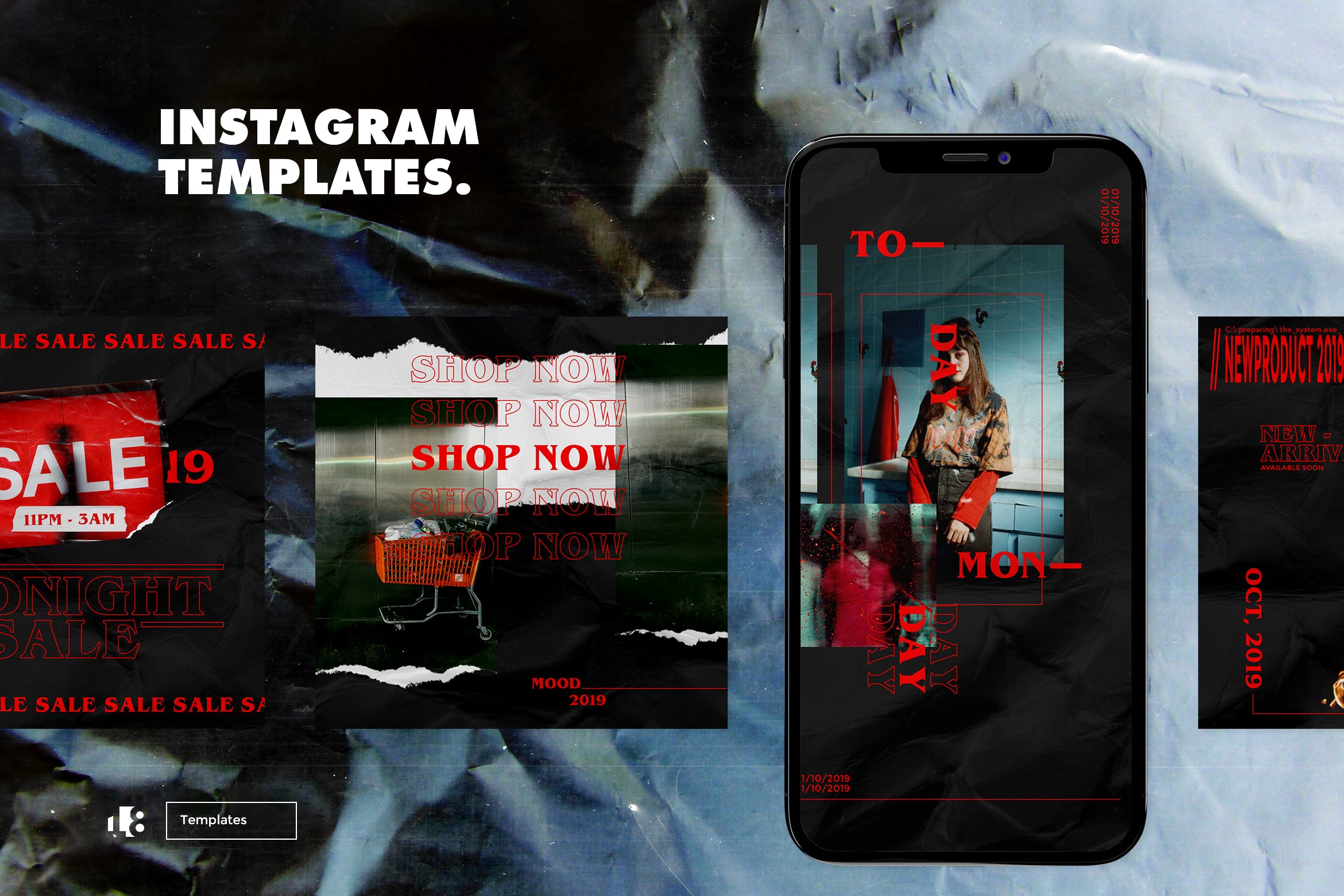 潮牌Instagram社交推广撕纸设计风格模板素材库精选 Instagram Template插图