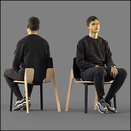 坐在椅子上的休闲男士素材之家精选3D模型