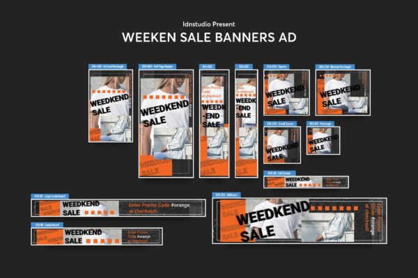 周末促销活动主题网站Banner横幅素材库精选广告模板 Weeken Sale Banners Ad PSD Template