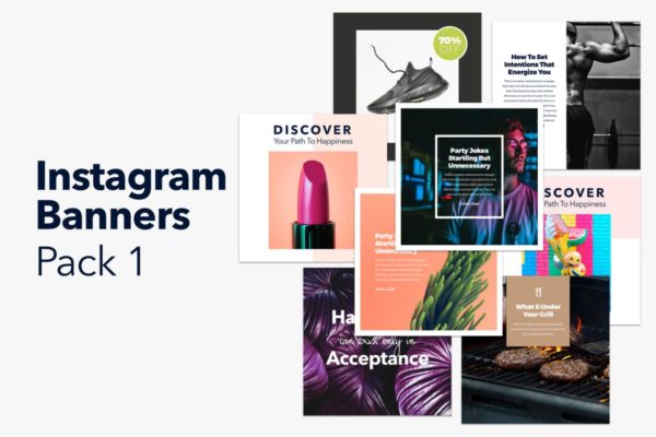 Instagram社交媒体新媒体适用Banner素材库精选广告模板 Instagram Banners Pack 1