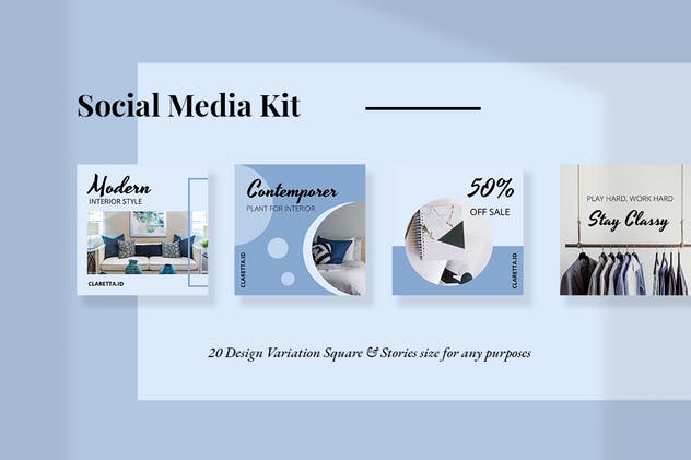 社交媒体新媒体促销素材库精选广告模板集 Claretta – Social Media Kit插图(1)