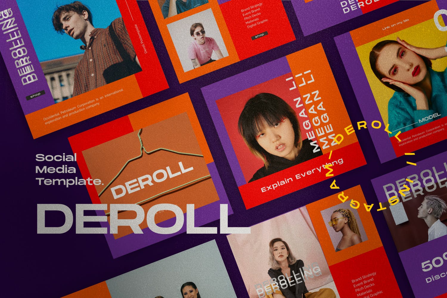 色彩主页Instagram贴图&品牌故事设计素材包v1 DEROLL PACK 1- Instagram Template + Strories插图(3)