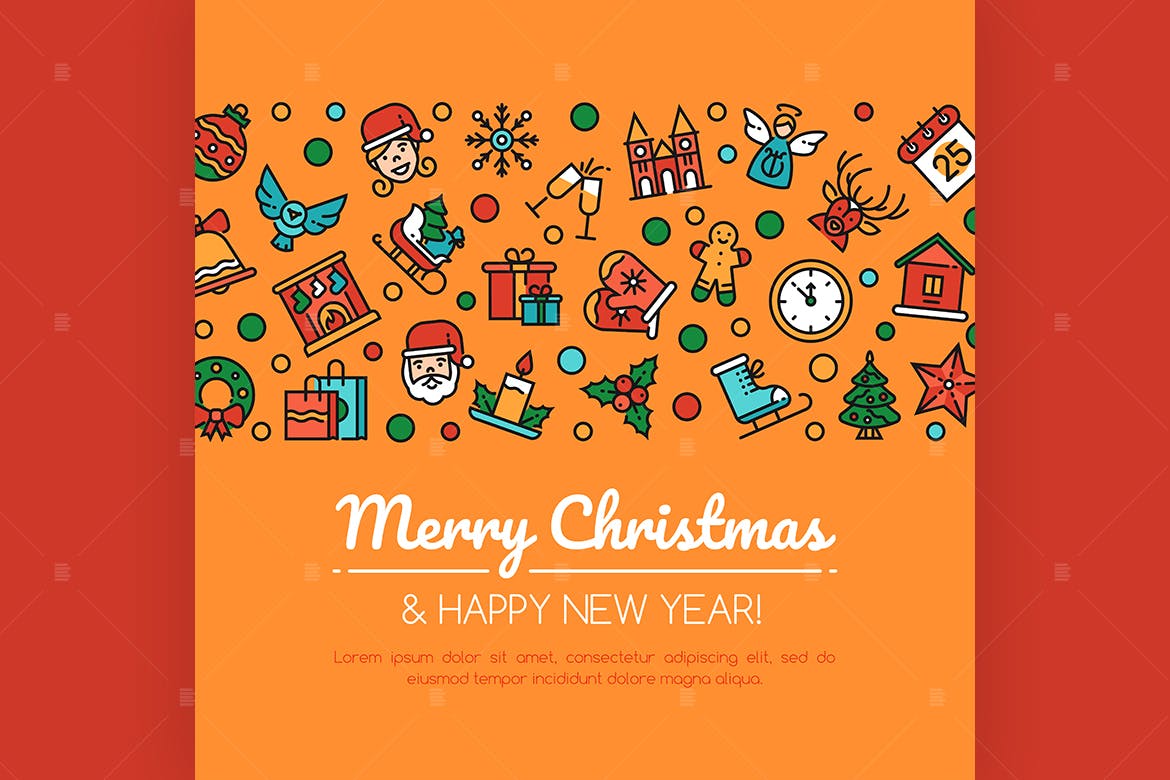 圣诞&新年庆祝主题Banner横幅设计模板 Merry christmas and happy new year banner插图