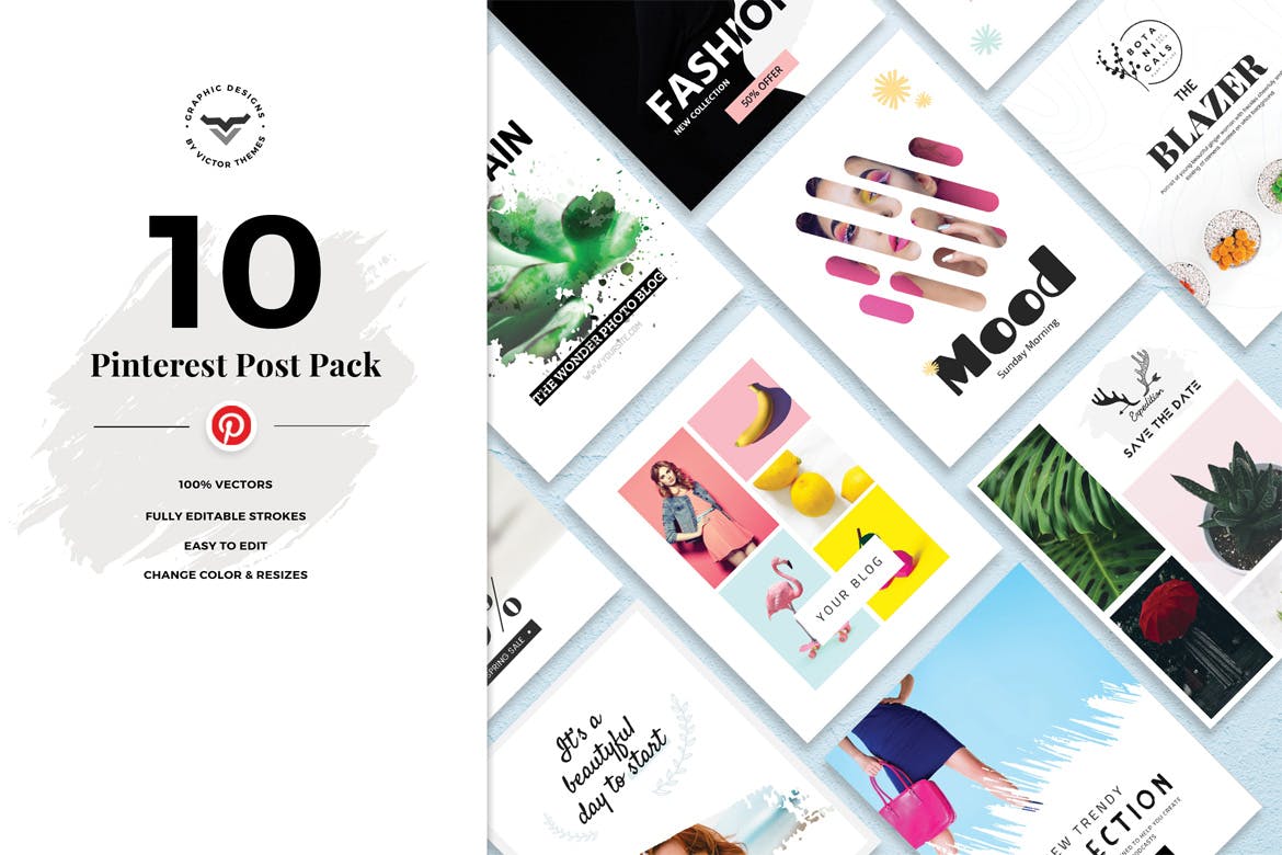 10+Pinterest社交媒体广告设计PSD模板素材库精选 Pinterest Social Media Templates插图(1)