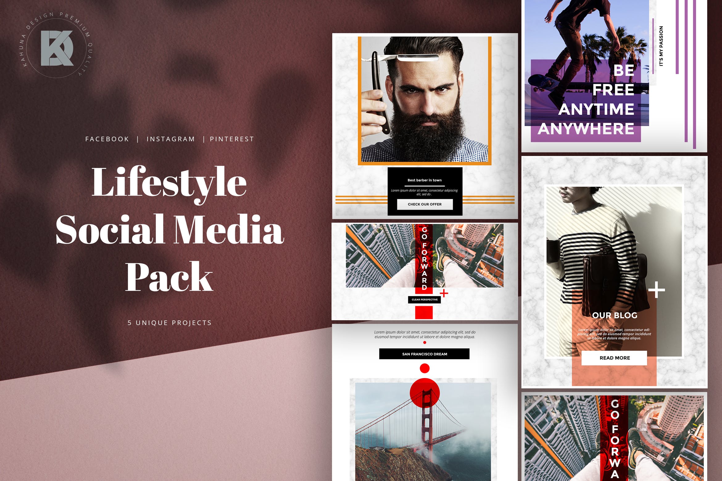 大理石背景时尚生活方式主题社交媒体设计素材包 Marble Lifestyle Social Media Kit插图