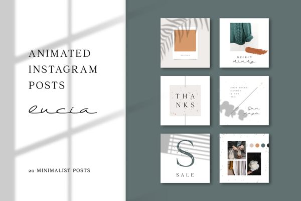 极简时尚生活Instagram帖子模板素材库精选 ANIMATED Instagram Posts – Lucia