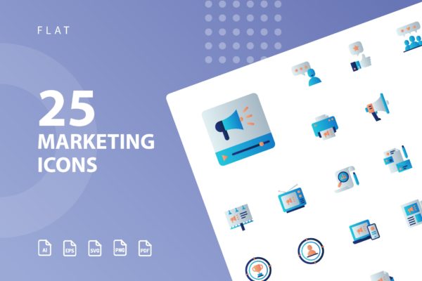 25枚市场营销主题扁平设计风格矢量素材库精选图标 Marketing Flat Icons