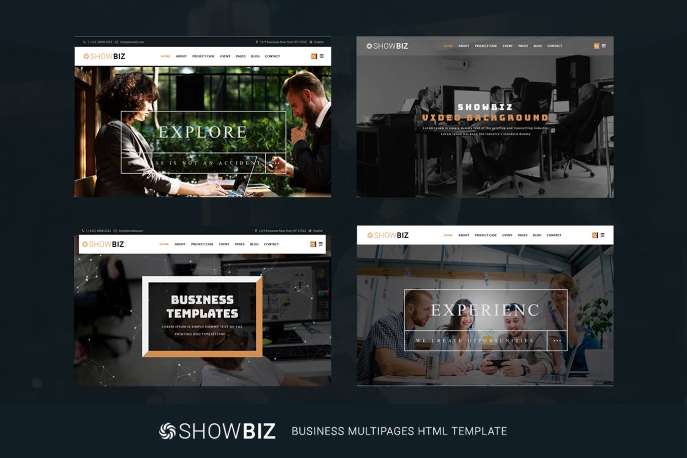 创意响应式设计风格多用途企业网站HTML模板素材库精选 Showbiz – Multipages Business HTML Template插图