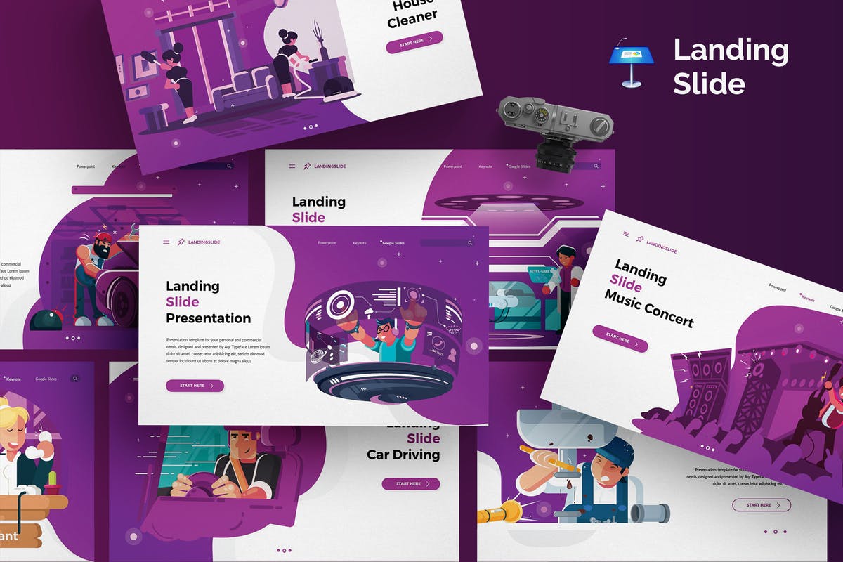 手绘插画风格创意Keynote幻灯片模板 Landing Slide – Keynote Template插图