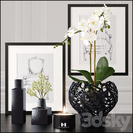 创意画框花瓶花卉装饰素材之家精选3D模型by Kelly Hoppen