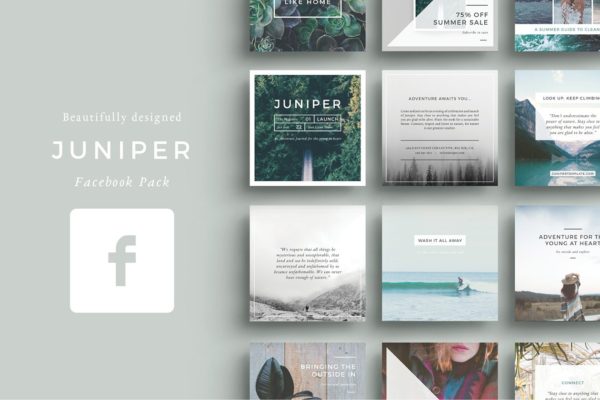 社交媒体平台Facebook多用途贴图模板素材库精选 J U N I P E R Facebook Pack