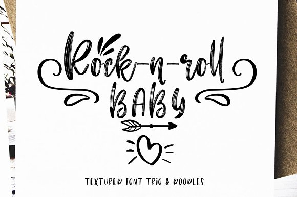 Rock-n-Roll Baby.Font trio+doodles素材之家精选英文字体
