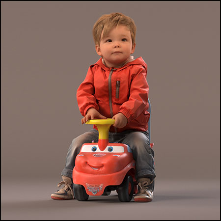玩扭扭车玩具车的小男孩素材之家精选3D模型