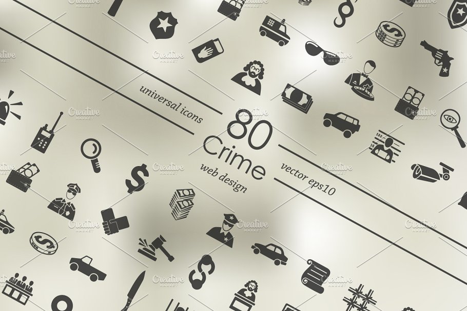 又一组80个犯罪图标  80 Crime Icons插图