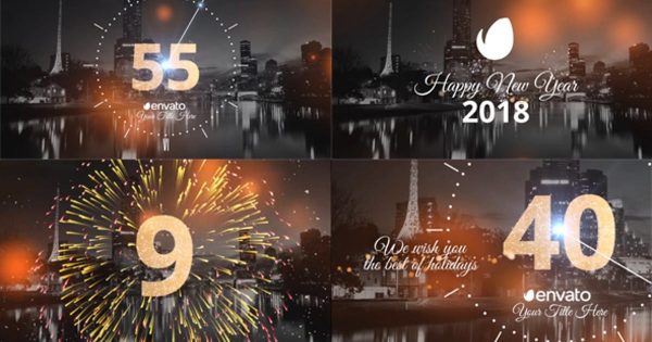 2019年新年跨年晚会倒数视频素材库精选AE模板 New Year Countdown 2019