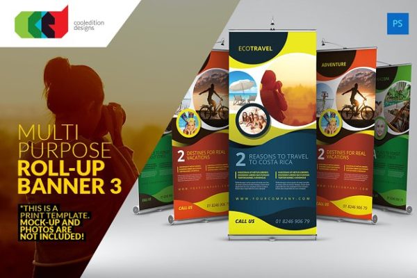 多用途易拉宝素材库精选广告模板3 Multipurpose Roll-Up Banner 3