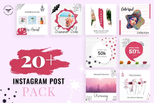 20+Instagram社交网站品牌推广文章贴图设计模板素材库精选 Creative Instagram Post Template