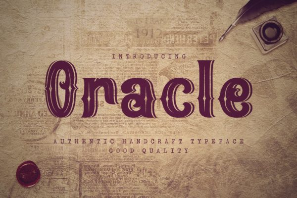 复古印刷排版风格英文衬线字体素材库精选 Oracle – Authentic Vintage Inline Font