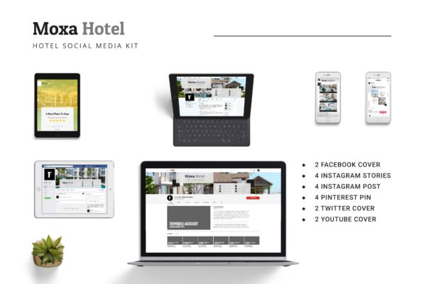 酒店品牌社交媒体平台推广设计素材包 Moxa Hotel Social Media Kit