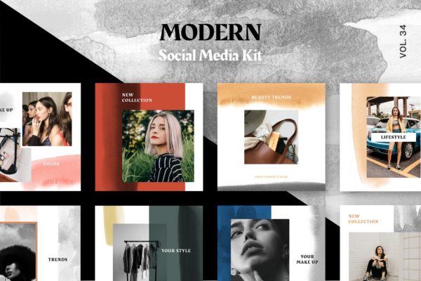现代时尚风格社交媒体设计素材包v34 Modern Social Media Kit (Vol. 34)