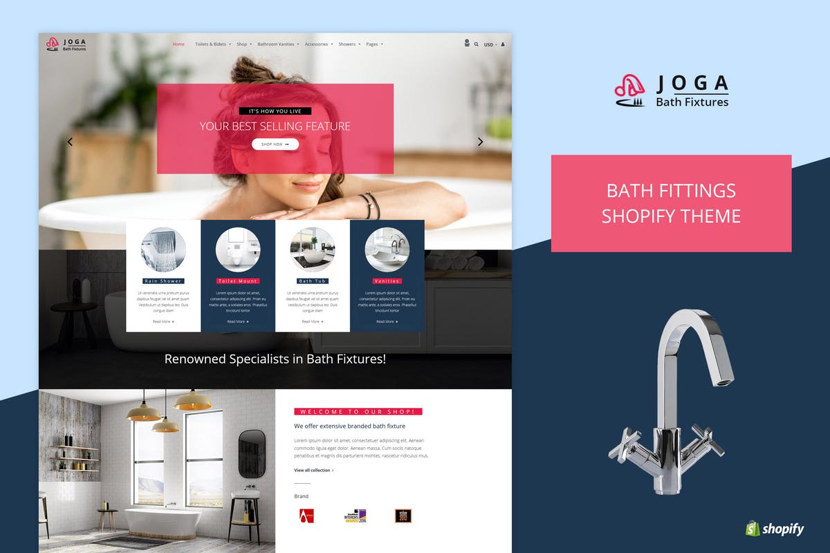 浴室厨卫设备外贸商城Shopify主题模板素材库精选 Joga | Bath Fittings Shopify Theme插图