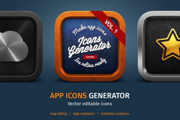 3D/2D&amp;扁平设计风格APP素材库精选图标生成器v1 APP Icons Generator vol. 1