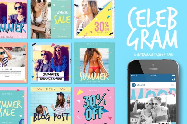 高品质时尚社交媒体INS帖子模板素材库精选 Celebgram_Instagram Fashion Pack