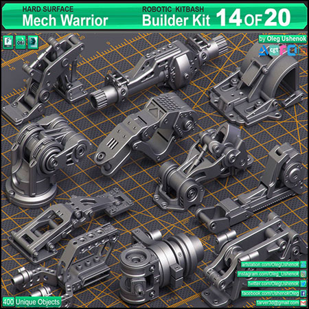 Mega Pack科幻硬面机械零件素材之家精选3D模型