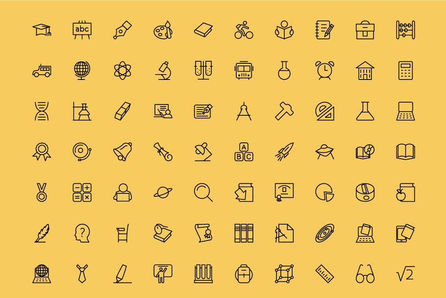 200枚教育主题图标 200 Education Icons插图(2)