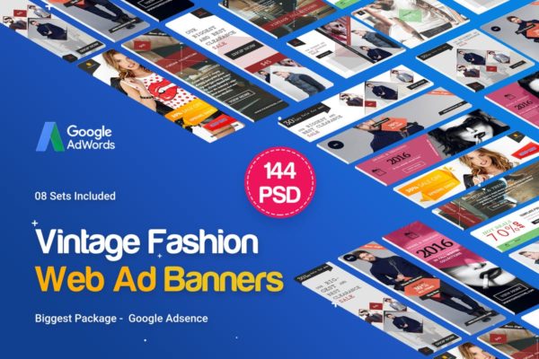 144个时尚行业主题Banner素材库精选广告模板 Fashion Banner Ads – 144 PSD [08 Sets]