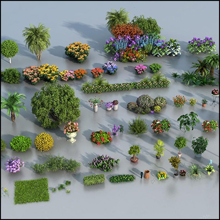 现代户外花坛植物花草园林景观小品素材之家精选3D模型