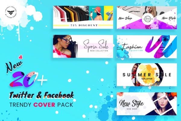 20+Facebook和Twitter社交媒体封面图设计模板素材库精选 Facebook &amp; Twitter Cover Social Media Templates