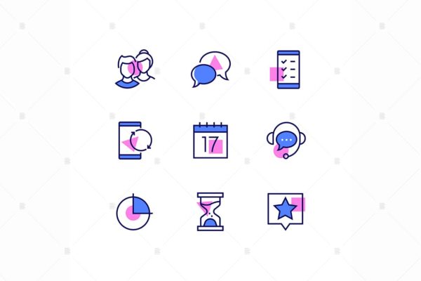 商业与管理线条设计风格矢量素材库精选图标v1 Business and management – line design style icons