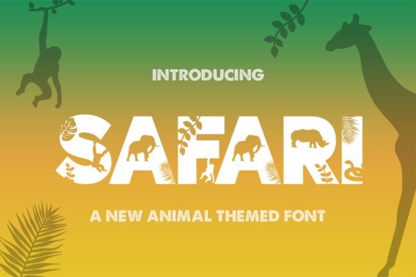 野生动物剪影创意设计英文装饰字体素材库精选 Safari Silhouette Font