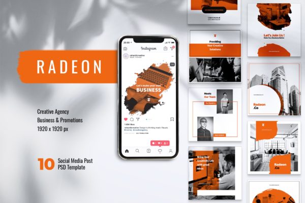 创意笔刷图形Instagram&amp;Facebook社交贴图设计模板素材库精选 RADEON Creative Agency Instagram &amp; Facebook Post