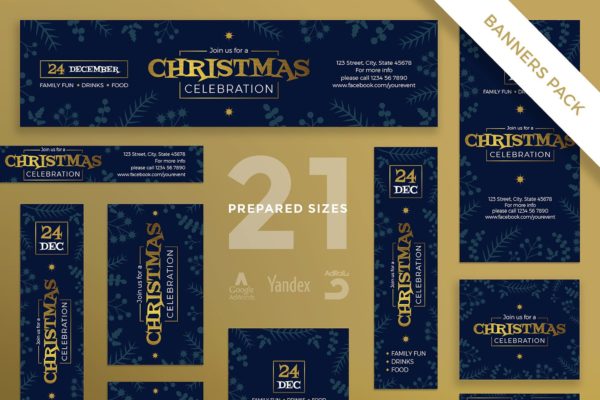 圣诞庆祝活动/圣诞促销广告Banner设计模板 Christmas Celebration Banner Pack Template