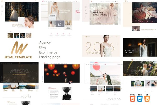 婚纱响应式网上商城HTML网站模板素材库精选素材 The VOW | Wedding Responsive HTML Template