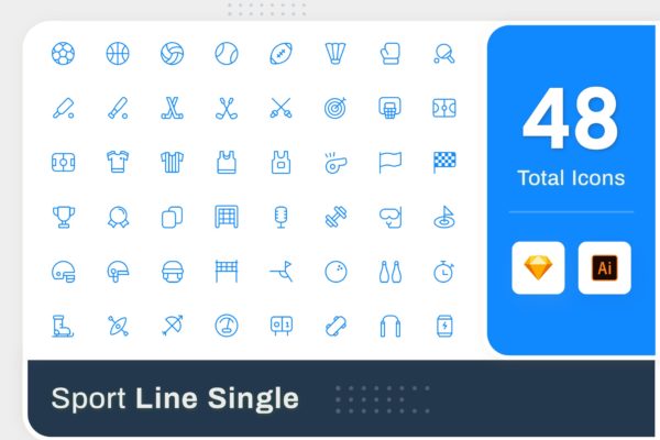Line Senja图标系列：运动器材矢量线性图标 Line Senja – Sport