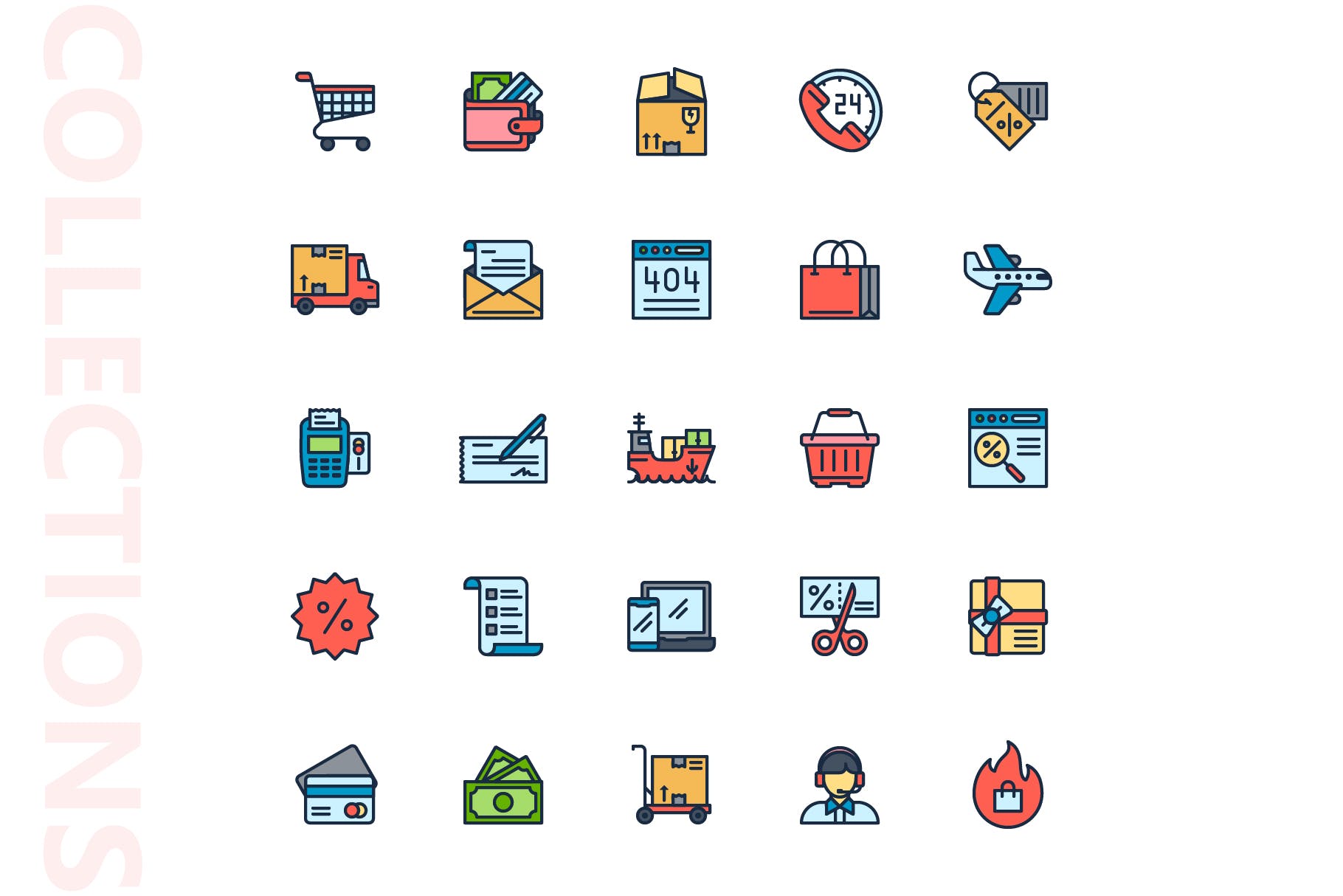 25枚网上购物电子商务矢量填充色素材库精选图标v1 Shopping E-Commerce Filled Icons插图(3)