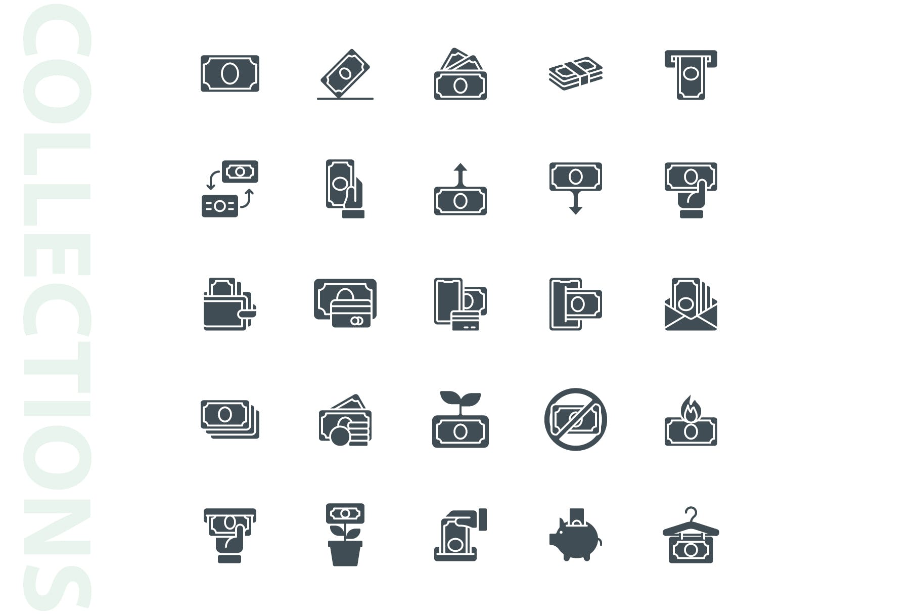 25枚金钱主题矢量字体素材库精选图标 Money Glyph Icons插图(3)