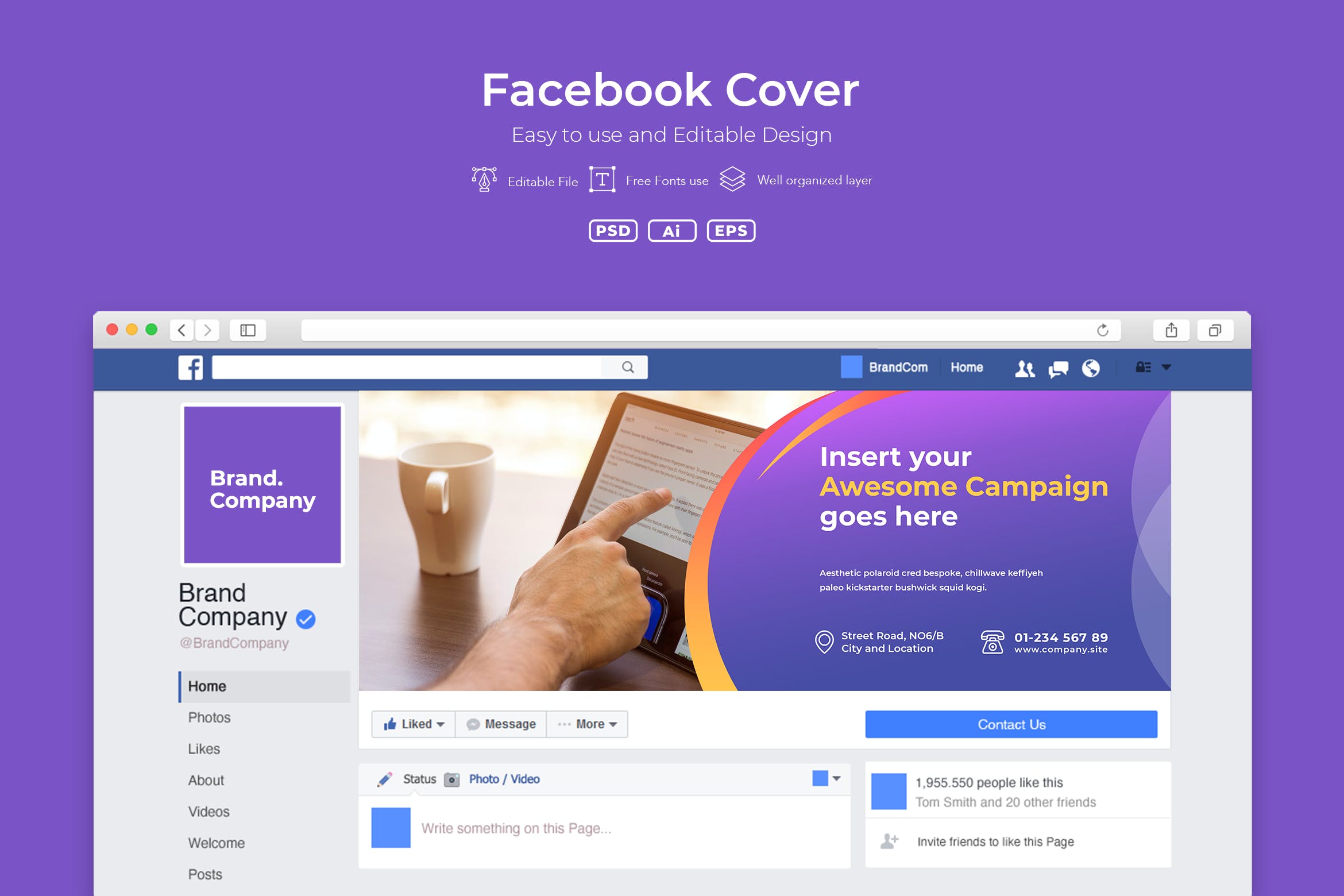 企业商务主题Facebook主页封面设计模板素材库精选v2.6 ADL Facebook Cover.v2.6插图