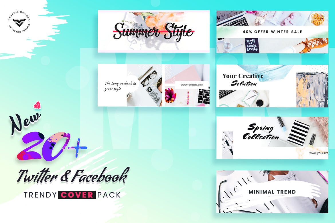 20+Facebook&Twitter社交网站时尚封面设计模板素材库精选 Facebook & Twitter Cover Social Media Templates插图(1)