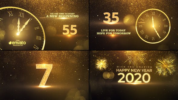 2020年新年60倒计时粒子动画特效素材库精选AE模板 New Year Countdown 2020