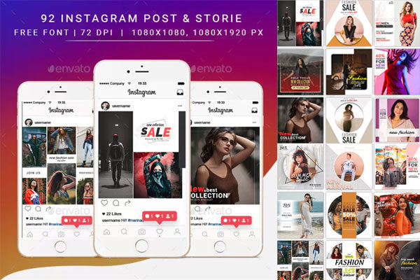 时尚Instagram社交媒体业务广告帖子故事模板素材库精选