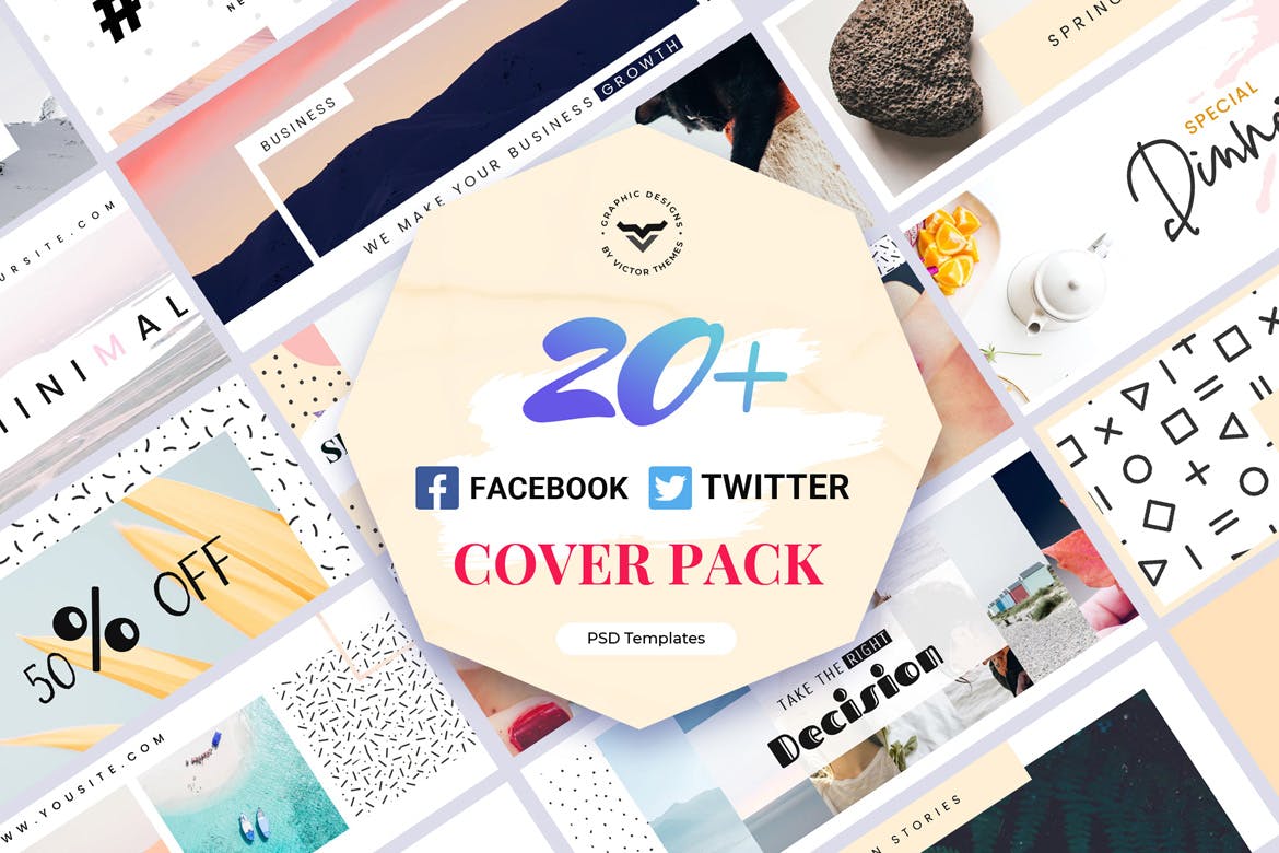 20+Facebook&Twitter社交账号主页封面设计模板素材库精选 Facebook & Twitter Cover Template插图(1)