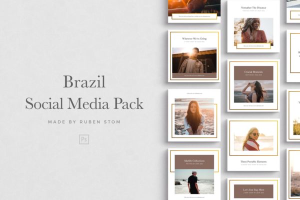 旅行主题社交媒体贴图模板素材库精选 Brazil Social Media Pack