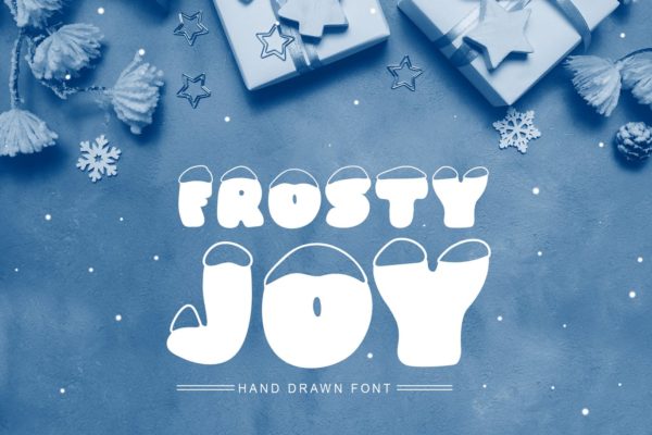 斯堪的纳维亚风格可爱积雪字体素材库精选 Frosty Joy Hand Drawn Display Font