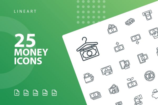 25枚金钱主题矢量线性素材库精选图标 Money Lineart Icons