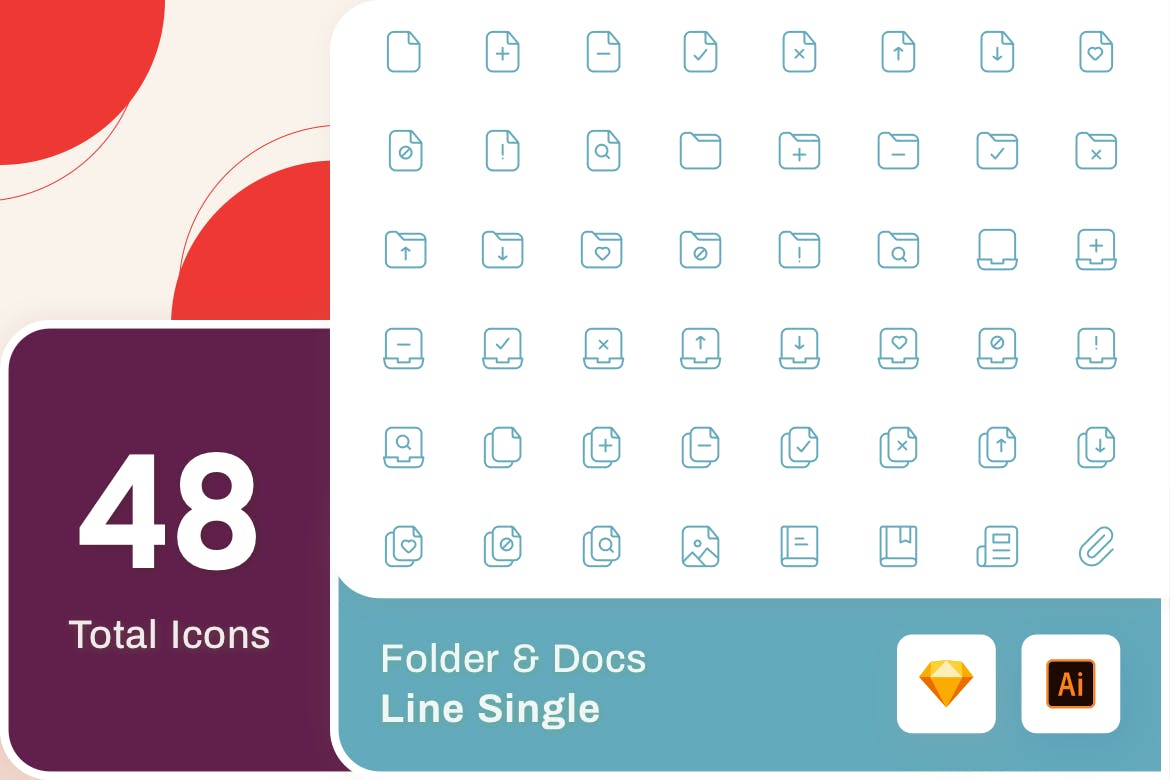 Line Senja图标系列:文件夹&文档矢量线性图标 Line Senja – Folder & Docs插图(1)