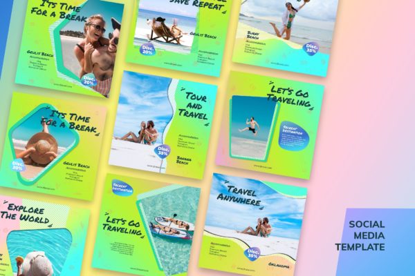 社交媒体新媒体旅游素材库精选广告模板 Social Media Traveller Minimalis
